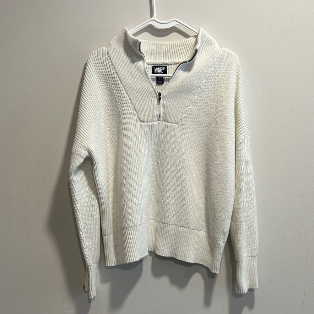 Lands End drifter quarter zip cotton sweater size MP